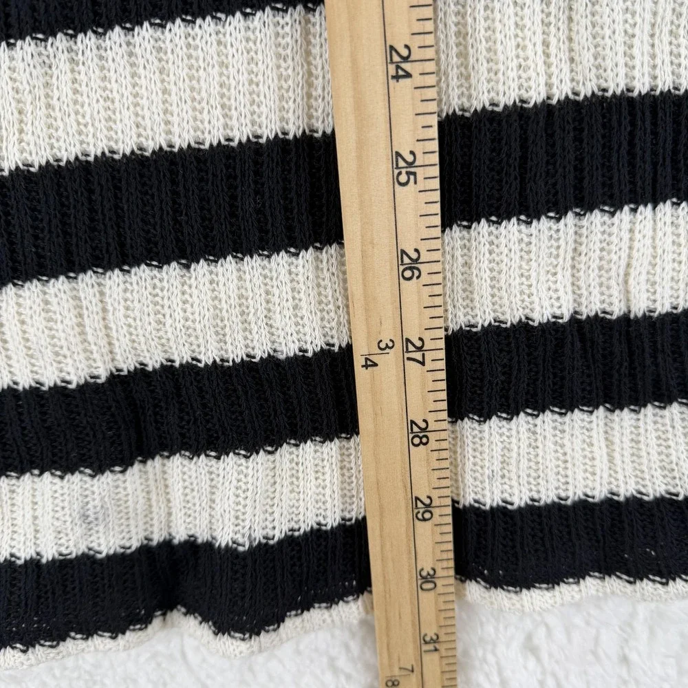 Zara Skirt Womens Small Black White Striped Rib Knit Midi Pencil Boho‎ Long NWT